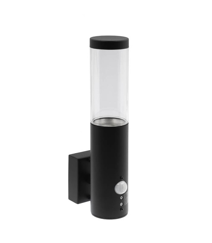 OUTDOOR WALL LIGHT WITH PIR SENSOR RIGA-W1S 1xGU10 IP44 Φ60x290x116mm BLACK  3241410 VITO