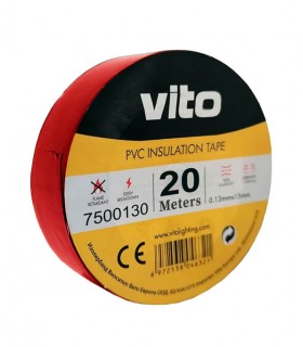 INSULATION TAPE WITH ADHESIVE 20m RED FIRE RETARDANT 0.13mm x 19mm 7500130 VITO