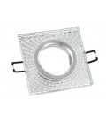 SPOT LIGHT FIXTURE RECESSED MOUNTED SQUARE PALACE-02 GU5.3 MR16 CHROME WITH GLASS 95x95x22mm 2012130 VITO