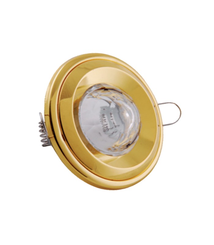 SPOT LIGHT FIXTURE RECESSSED MOUNTED ROUND NORMA WITH PYRAMID OF GLASS GU5,3 GOLDEN 2010360 VITO