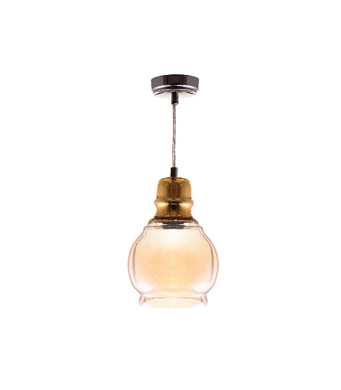 PENDANT LIGHTING FIXTURE ART 2812 1xE27 MADE OF GLASS GOLDEN & AMBER