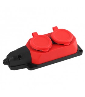 2 GANG RUBBER GROUNDED GROUP SOCKET WITHOUT CABLE IP44 RED 8006660 VITO