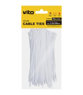 PLASTIC CABLE TIE 2.5X100mm WHIITE 100 PCS IN BAG 7100210 VITO