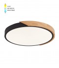 LED CEILING ROUND LIGHTING FIXTURE FINESSE R2-45 φ500*H50 45W 3xCCT-DIP SWITCH BLACK+WOOD 2026230 VITO