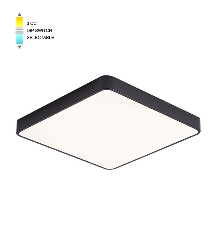 LED CEILING SQUARE LIGHTING FIXTURE FINESSE S1-35 400*400*H50 35W 3xCCT-DIP SWITCH BLACK 2026190 VITO, OPTION HANGING SET 202641
