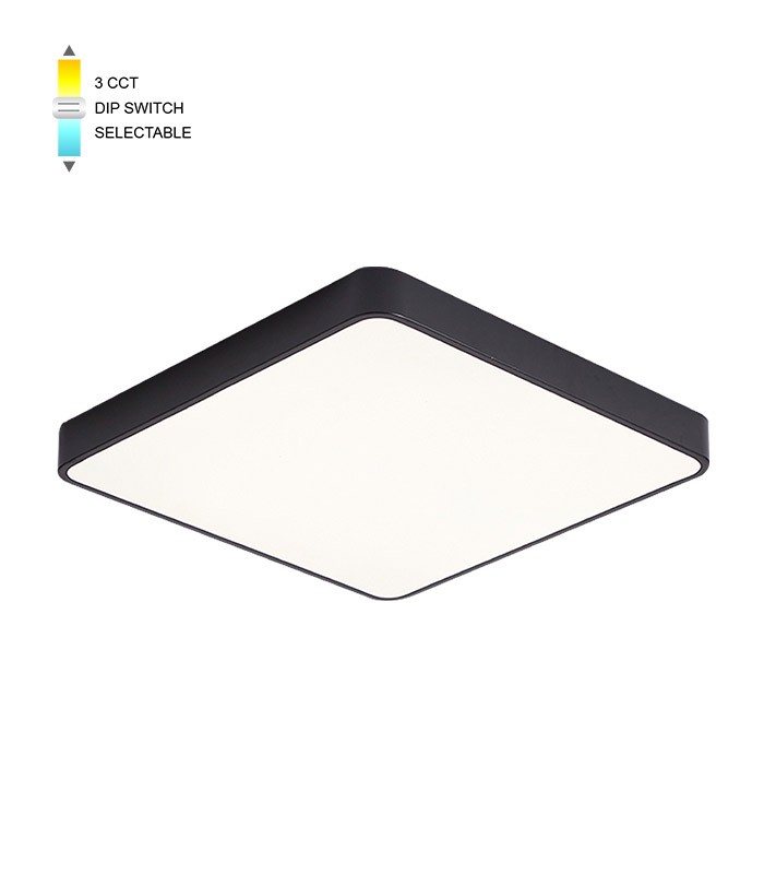 LED CEILING SQUARE LIGHTING FIXTURE FINESSE S1-45 500*500*H50 45W 3xCCT-DIP SWITCH BLACK 2026200 VITO, OPTION HANGING SET 202641