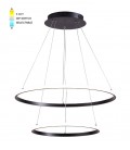 LED PENDANT LIGHTING FIXTURE DUO φ400+600 48W 3xCCT-DIP SWITCH BLACK 2026340 VITO