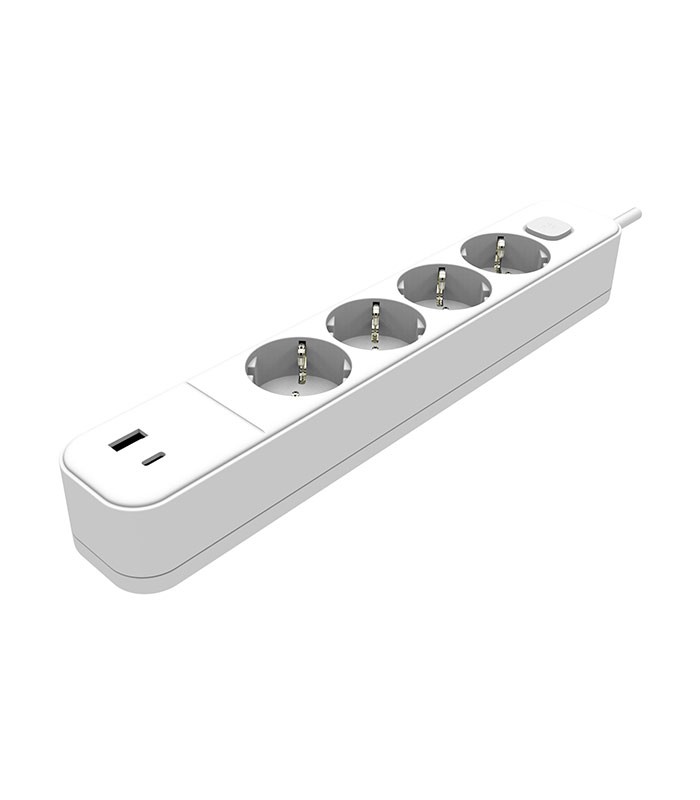 UNICO-4 1.5M 3G1.0 CABLE WITH SWITCH USB WHITE MULTISOCKET 8002480 VITO