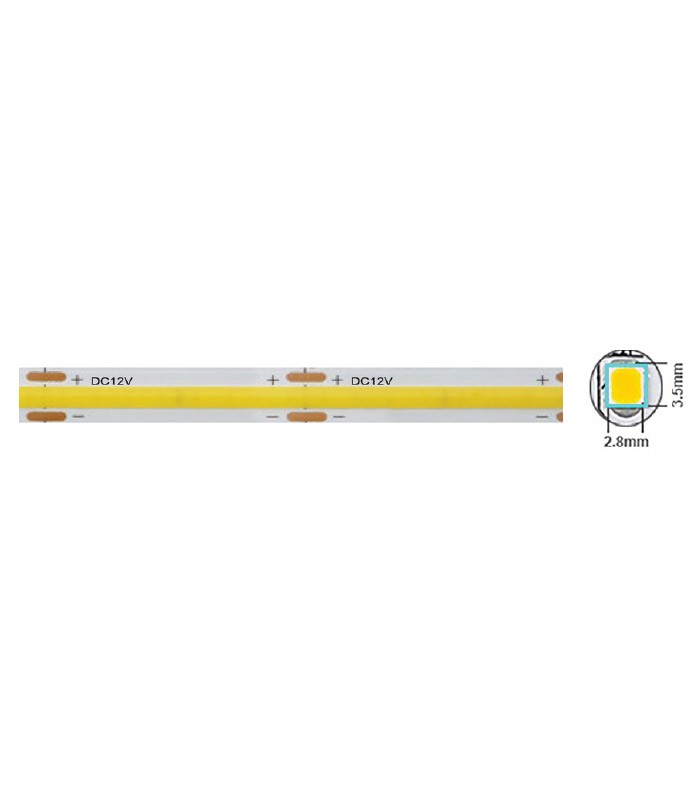 LED STRIP PLUS 12V 320xCOB 12W 3M(ADHESIVE TAPE)8mm IP20  6000K 5m ROLL 5540580 VITO