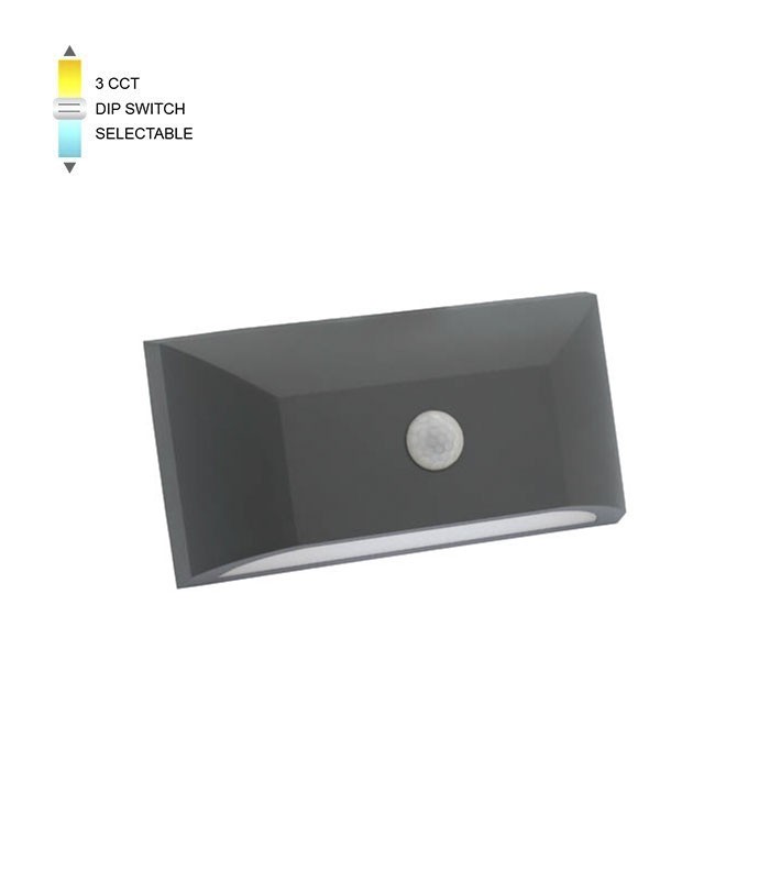 LED OUTDOOR WALL LIGHT WITH PIR SENSOR ADRIA-W1S 6W 288/306/294Lm 3xCCT IP65 113x220x58 ANTHRACITE 3230491 VITO