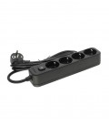 4 GANG GROUNDED GROUP SOCKET SCHUKO WITH CHILD PROTECTION UNICO-4 3M 3G1.5 CABLE BLACK  8002490 VITO
