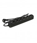 6 GANG GROUNDED GROUP SOCKET SCHUKO WITH CHILD PROTECTION UNICO-6 3M 3G1.5 CABLE BLACK 8002500 VITO
