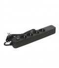 4 GANG GROUNDED GROUP SOCKET SCHUKO WITH CHILD PROTECTION UNICO-4 3M 3G1.5 CABLE SWITCH USB BLACK 8002530 VITO