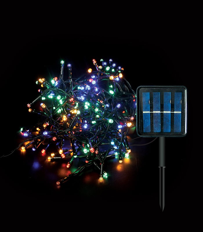 SOLAR DECORATIVE LED LIGHTING NATALE-8 200LED MULTICOLOR 10M 1.2V IP44 GREEN CHRISTMAS