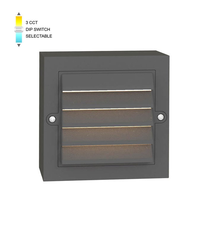 LED STEP LIGHTING ADRIA-ST2G 6W SMD 3CCT 13*13CM IP65 ANTR OUTWALL