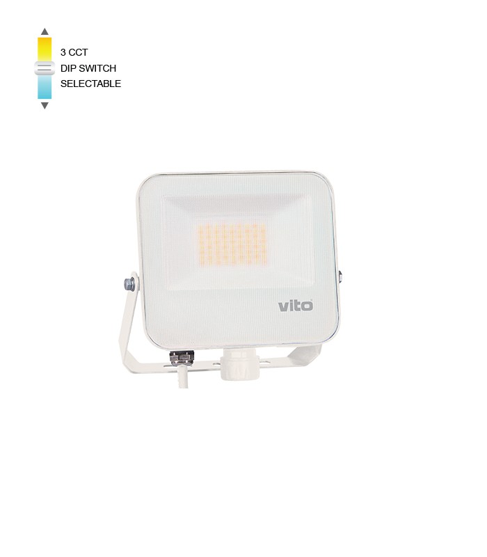 LED FLOODLIGHT DANUBE 30W 3CCT (3000K/4000K/6000K) 3600LM SMD  IP66 WHITE 3023005 VITO