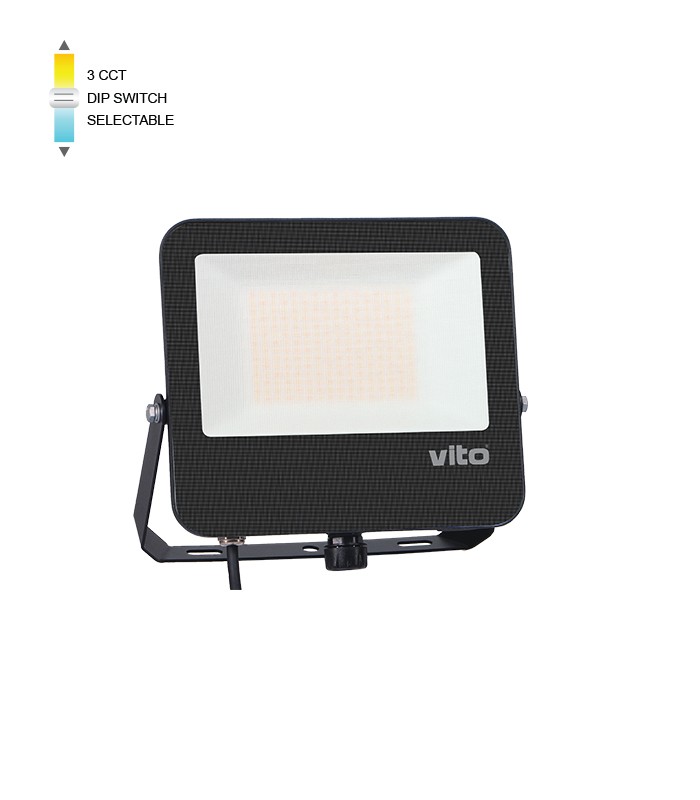 LED FLOODLIGHT DANUBE 100W 3CCT (3000K/4000K/6000K) 12000LM SMD IP66 BLACK 3023020 VITO