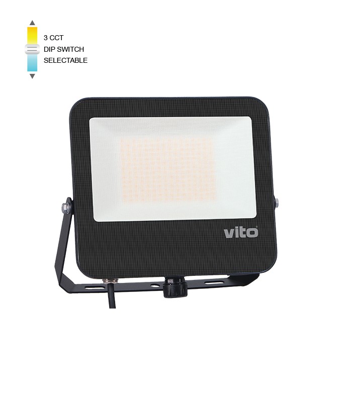 LED FLOODLIGHT DANUBE 150W 3CCT (3000K/4000K/6000K) 18000LM SMD IP66 BLACK 3023030 VITO
