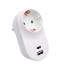 SOCKET UNIX-C 16A 3680W 2xUSB-3.1A WHITE EARTH-LINE SHUTTER PLUG+SOCKET 8002820 VITO