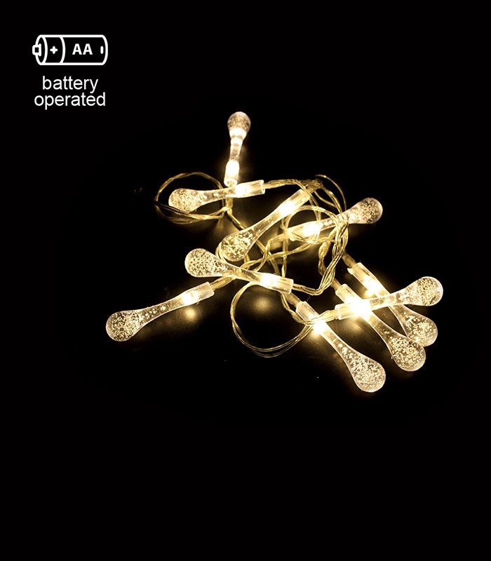 CHRISTMAS LIGHTING NATALE-17 CRYSTALDROP 10LED 2700K 1M 2xAA IP20 TRANSPARENT WITH TIMING FUNCTION 5620721 VITO
