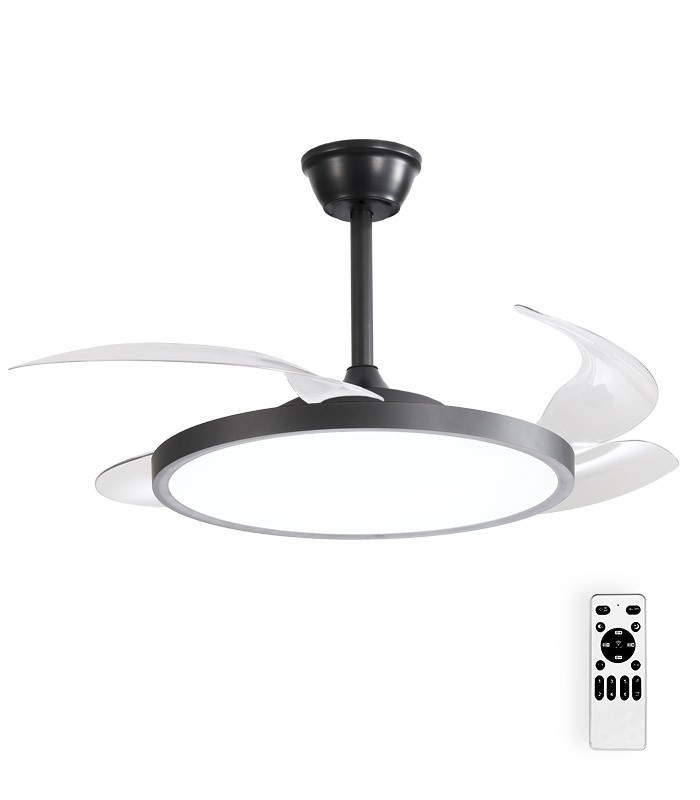 CEILING FAN WITH LED LAMP FANLUX-D4 30W 3xCCT (3000K/4500K/6500K) 2250Lm 106CM BLACK REMOTE 2027770 VITO