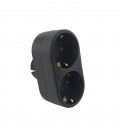 MULTISOCKET DUPLO-R 16A 3680W BLACK EARTH-LINE SHUTTER PLUG+2xSOCKET 8002861 VITO