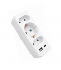 GROUP SOCKETS WITH PLUG COMBI 16A 250V USB-A 2.4A USB-C 3A WHITE EARTH SHUTTER 8002940 VITO