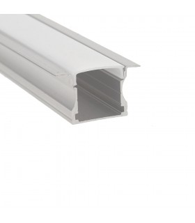ALUMINIUM PROFILE SET PROFLEX-N3 SURFACE-MOUNTED SILVER AL PROFILE + WHITE PC DIFF. + 2xCAPS + 2xCLIPS 16X14MM IP20 2M 9900250 V