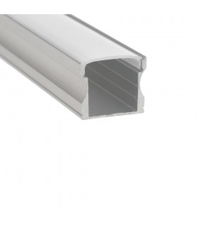 ALUMINIUM PROFILE SET PROFLEX-N2 RECESSED-MOUNTED SILVER AL PROFILE + WHITE PC DIFF. + 2xCAPS + 2xCLIPS 16.5X14MM IP20 2M 990024
