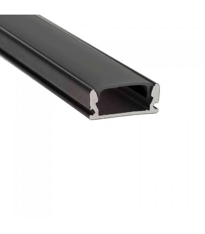 ALUMINIUM PROFILE SET PROFLEX-N1 SURFACE-MOUNTED BLACK AL PROFILE + BLACK PC DIFF. + 2xCAPS + 2xCLIPS 16.4X6.8MM IP20 2M 9900231