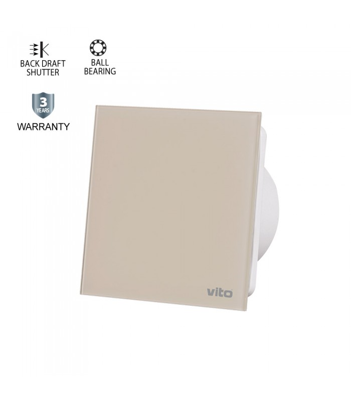 BATHROOM FAN VENTI-GL100 FLAT GLASS Φ100MM 12W BEIGE WITH BEARING WITH PLASTIC SHUTTER 8005235 VITO
