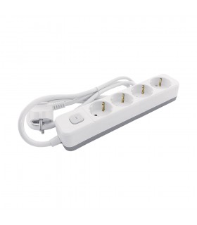 GROUP SOCKET UNICO-N4 1.5M 3G1.5 CABLE SWITCH SHUTTER WHITE+GREY 8007020 VITO
