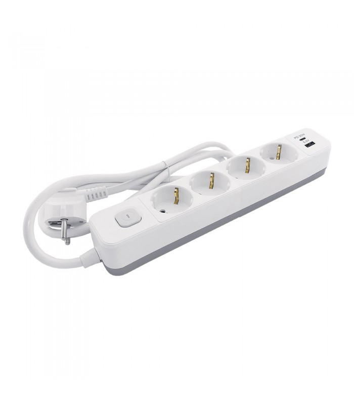 GROUP SOCKET UNICO-N4U 1.5M 3G1.5 CABLE SWITCH SHUTTER USB-A+USB-C WHITE+GREY 8007040 VITO