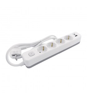 GROUP SOCKET UNICO-N4U 3M 3G1.5 CABLE SWITCH SHUTTER USB-A+USB-C WHITE+GREY 8007050 VITO