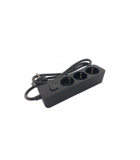 GROUP SOCKET UNICO-N3 3M 3G1.5 CABLE SWITCH SHUTTER BLACK 8007070 VITO