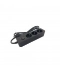 GROUP SOCKET UNICO-N3 3M 3G1.5 CABLE SWITCH SHUTTER BLACK 8007070 VITO