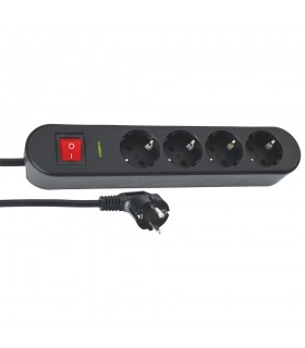 GROUPSOCKET UNICO-S4 1.5M 3G1.5 CABLE SWITCH SHUTTER SURGE BLACK 8008010 VITO