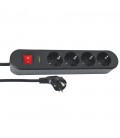 GROUPSOCKET UNICO-S4 1.5M 3G1.5 CABLE SWITCH SHUTTER SURGE BLACK 8008010 VITO