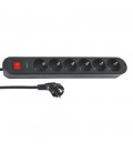 GROUPSOCKET UNICO-S6 1.5M 3G1.5 CABLE SWITCH SHUTTER SURGE BLACK 8008030 VITO