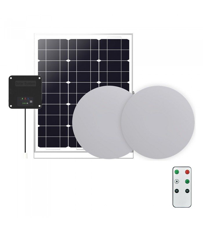SOLAR CEILING LIGHT DOPPIO-2 2x20W 4000K 1500Lm IP54 2xLUMINAIRE 5M+2x3M CABLE 3210390 VITO