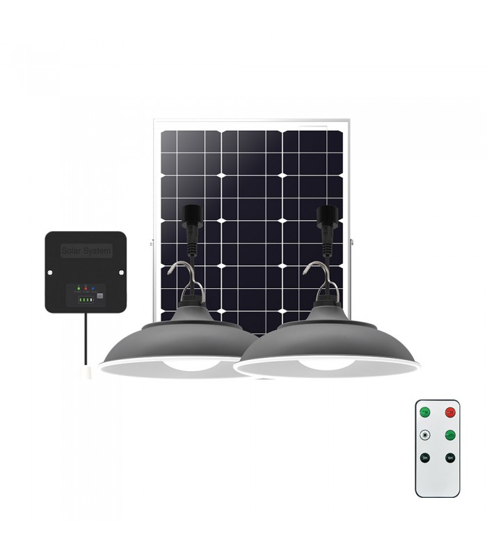 SOLAR HIGH-BAY LIGHT KAMPANA 2x200W 4000K 1500Lm IP54 2xLUMINAIRE 5M+2x3M CABLE 3210400 VITO