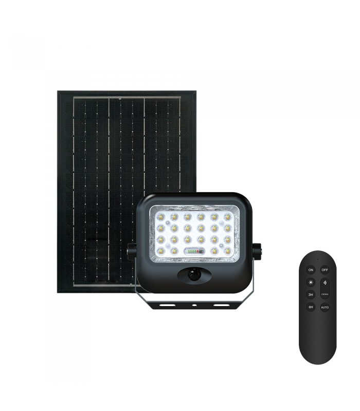 SOLAR FLOODLIGHT STRIKE 50W 3CCT(3000K/4000K/6500K) 1500Lm IP65 5M-CABLE REMOTE 3210410 VITO