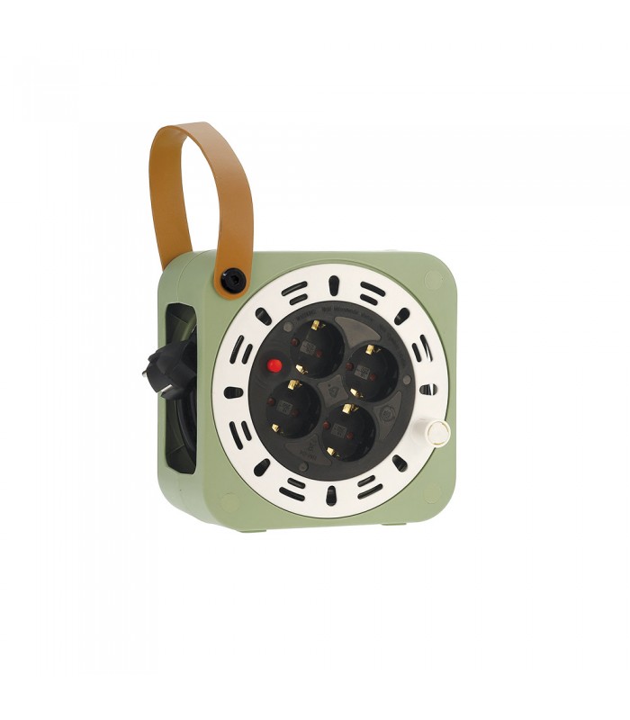 CABLE REEL HANDY 4xSCHUKO 3G1.0x10M SHUTTER THERMAL CUT-OUT IP20 PLASTIC 8008110 VITO