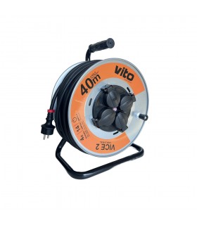 CABLE REEL VICE-2 4xSCHUKO 3G2.5x40M SHUTTER THERMAL CUT-OUT IP44 METAL 8008160 VITO