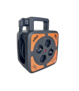 CABLE REEL 10М х 3G1.5 HANDY-2 4xSCHUKO SHUTTER THERMAL CUT-OUT IP20 PLASTIC 8008230 VITO