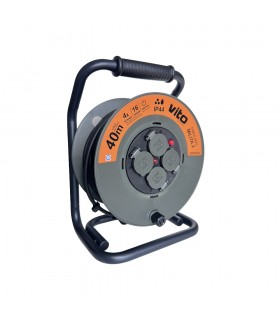 CABLE REEL 40М х 3G1.5 MILITA-2 4xSCHUKO THERMAL CUT-OUT IP44 PLASTIC 8008260 VITO