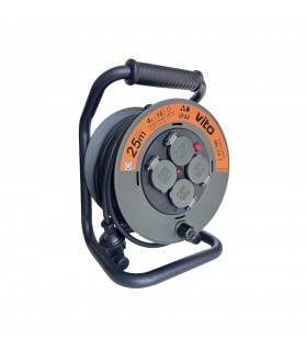 CABLE REEL 25М х 3G1.5 MILITA-2 4xSCHUKO THERMAL CUT-OUT IP44 PLASTIC 8008270 VITO