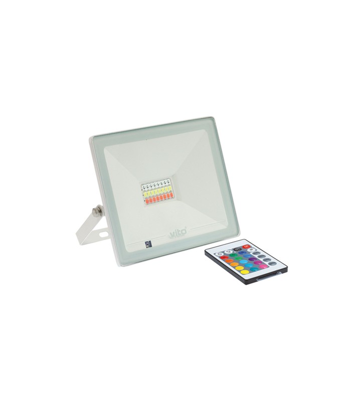 LED ПРОЖЕКТОР INDUS 20W 1000Lm RGB+W DIMMABLE IP65 БЯЛ ЦВЯТ 3022430 VITO