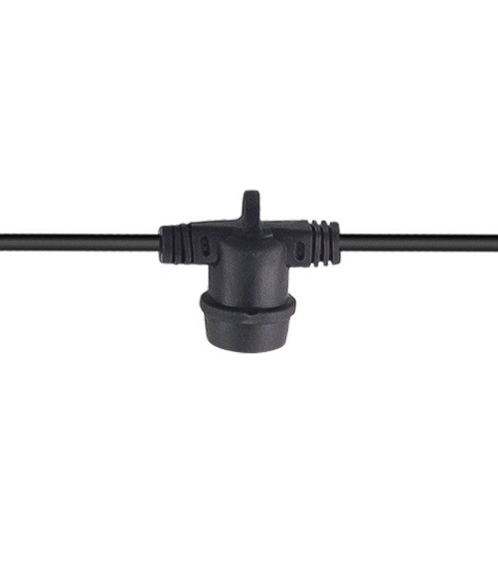 STRING-15 GARLAND WITH 15M CABLE & 15xE27 BASES CONNECTABLE MAX 5PCS IP44 BLACK 7300180 VITO