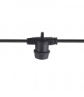 STRING-15 GARLAND WITH 15M CABLE & 15xE27 BASES CONNECTABLE MAX 5PCS IP44 BLACK 7300180 VITO